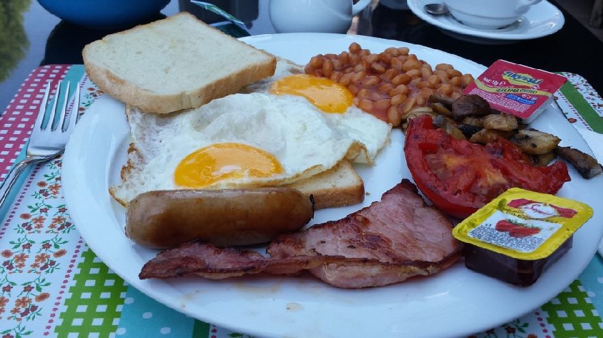 delicious English breakfast with eggs